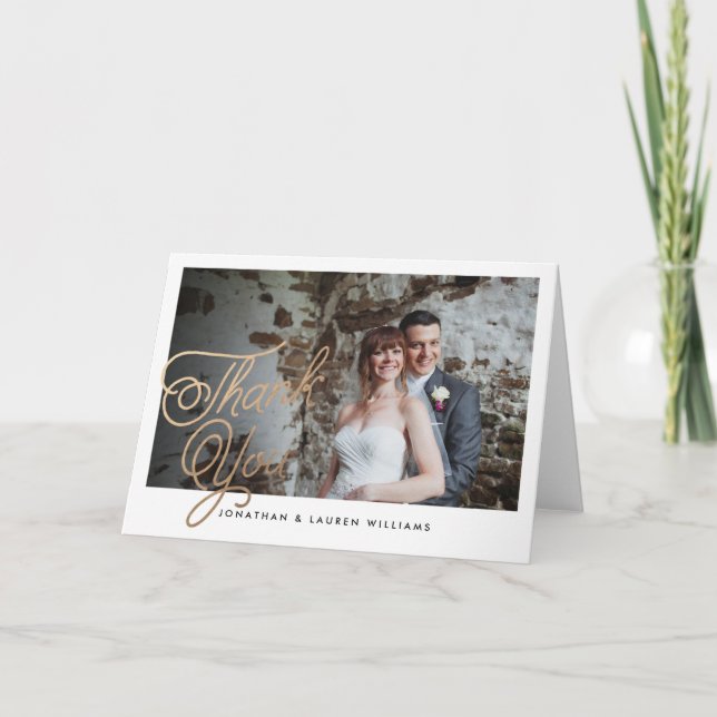 Classic Script Wedding Vielen Dank Dankeskarte (Vorderseite)
