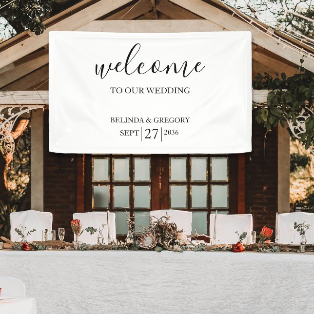 Classic Script Welcome Wedding Hanging Sign  Banner (Classic Script Welcome Wedding Hanging Sign)