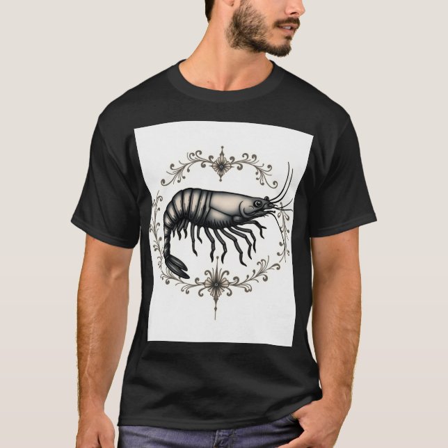 Classic Shrimp Flash Tattoo T - Shirt Design (Vorderseite)