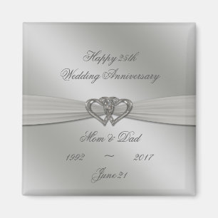 Classic Silver 25th Wedding Anniversary Magnet