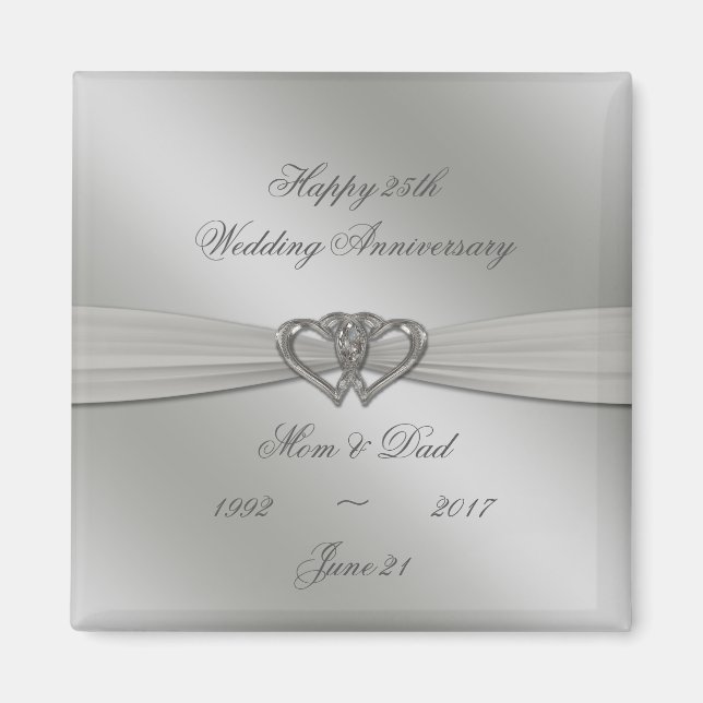 Classic Silver 25th Wedding Anniversary Magnet (Vorne)