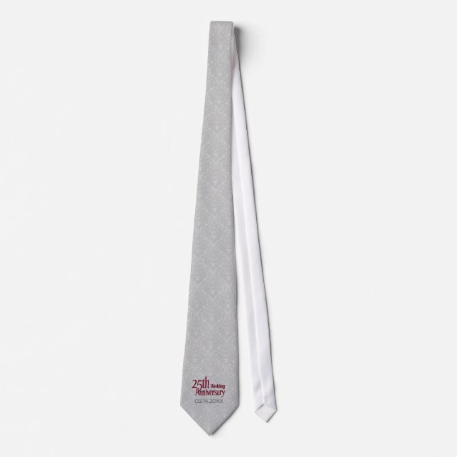 Classic Silver Damask 25. Hochzeitstag Krawatte (Vorderseite)