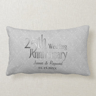 Classic Silver Damask 25. Hochzeitstag Lendenkissen