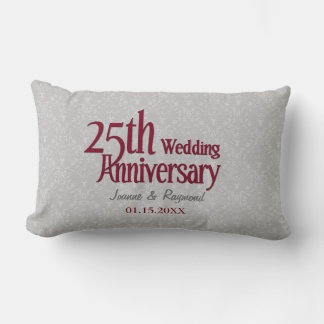 Classic Silver Damask 25. Hochzeitstag Lendenkissen