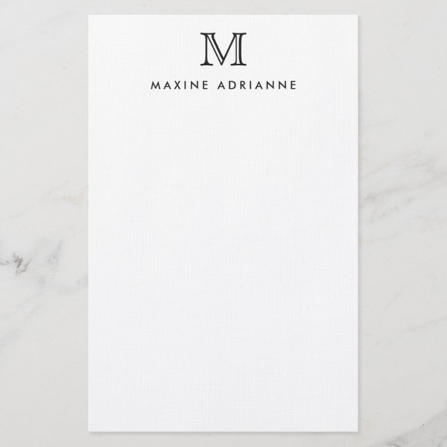 Classic Simple Basic Modern Monogram Initial Stati Briefpapier (Vorderseite)