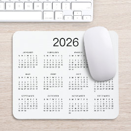 Classic Simple Black and White 2024 Calendar Mousepad
