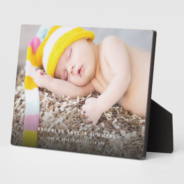 Classic Simple Black Gradient Modern Baby Foto Fotoplatte (Seite)