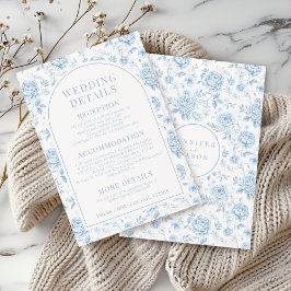 Classic Simple Blue Porzellan Wedding Details Card Begleitkarte