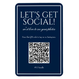 Classic Simple Blue QR Code Social Media Magnet