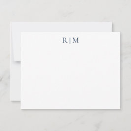 Classic Simple Blue Two Monogram Note Card Mitteilungskarte