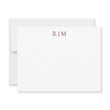 Classic Simple Burgundy Two Monogram Note Card