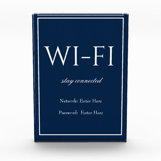 Classic Simple Dark Blue Wi-Fi Guest Block (Vorderseite)
