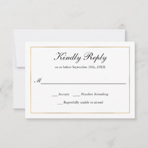 Classic Simple Elegance Gold Border UAWG RSVP Karte