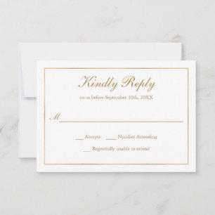 Classic Simple Elegance Gold UAWG RSVP Karte