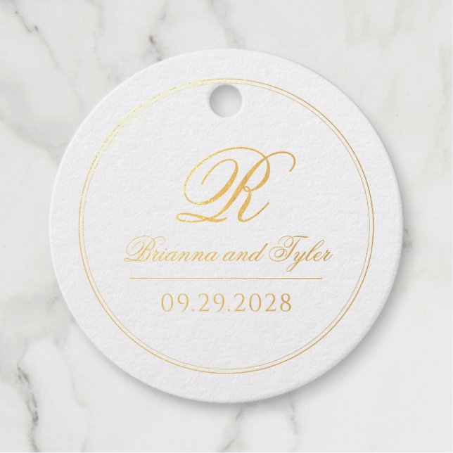 Classic Simple Elegance Wedding Foil Favor Tag (Vorderseite)