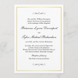 Classic Simple Elegance Wedding Gold Border Einladung