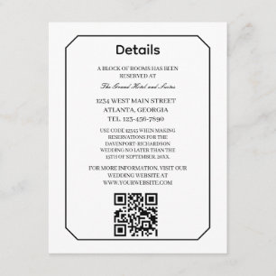 Classic Simple Elegance Wedding Info - Details Begleitkarte