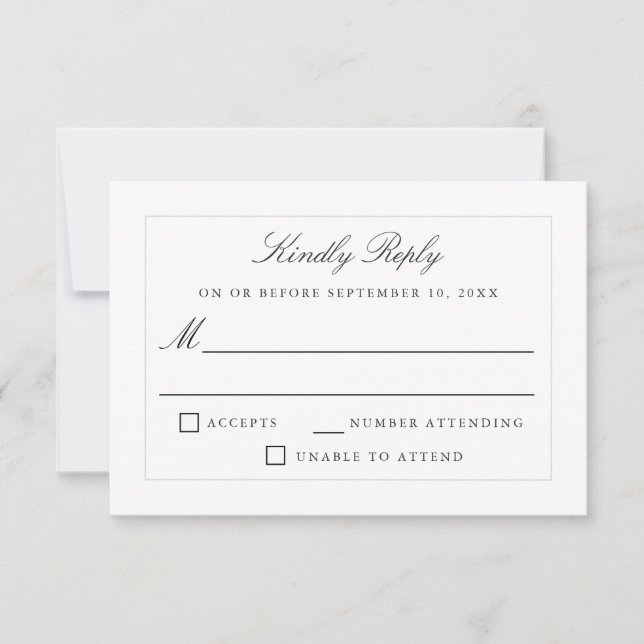 Classic Simple Elegance Wedding RSVP Karte (Vorderseite)