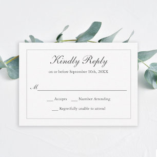 Classic Simple Elegante Wedding UAWG RSVP Karte