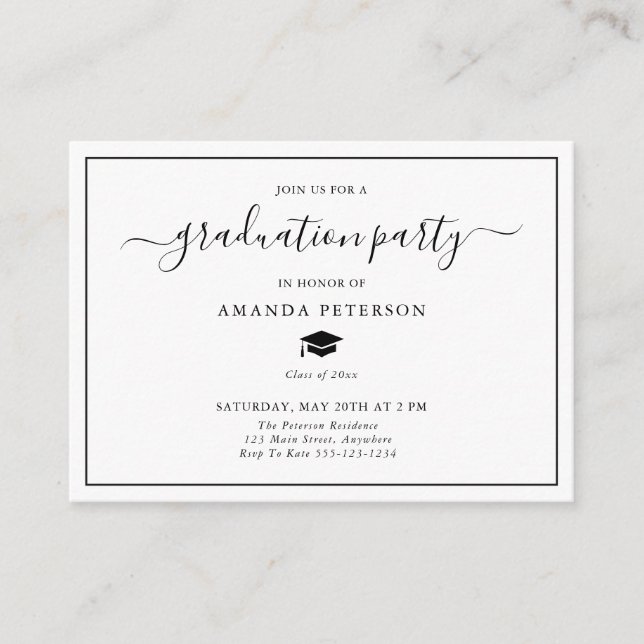 Classic Simple Graduation Party Invitation Insert (Vorderseite)