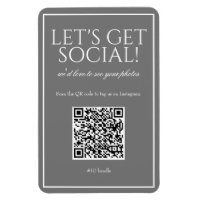 Classic Simple Gray QR Code Social Media Magnet