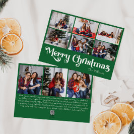 Classic Simple Green Merry Christmas Nine Foto Feiertagskarte