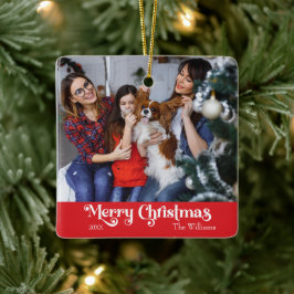 Classic Simple Merry Christmas Red Keramikornament
