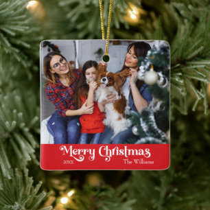 Classic Simple Merry Christmas Red Keramikornament