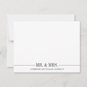 Classic Simple Mr. und Mrs Formal Couple Stationer Mitteilungskarte