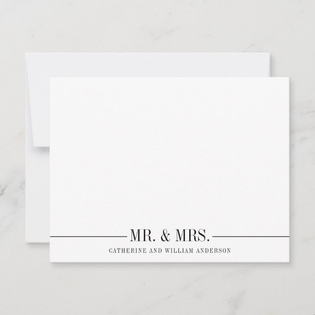 Classic Simple Mr. und Mrs Formal Couple Stationer Mitteilungskarte (Vorderseite)