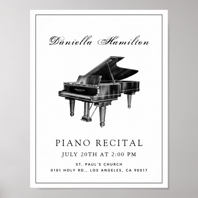Classic Simple Piano Weißes Rezept Poster (Vorne)