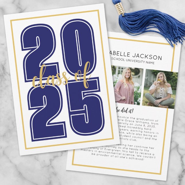 Classic Simple Script Graduate Foto Abschluss Ankündigung (Classic Simple Script Graduate Photo Graduation Announcement)