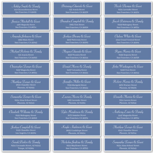 Classic Simple Script Wedding Guest Names Aufkleber (Vorderseite)