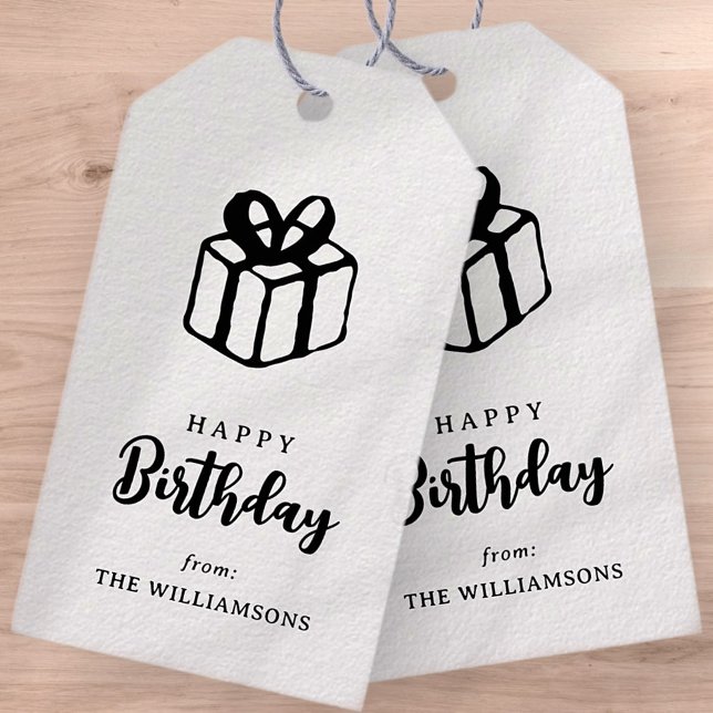 Classic Simple Typografy Happy Birthday Gruß Geschenkanhänger (Von Creator hochgeladen)