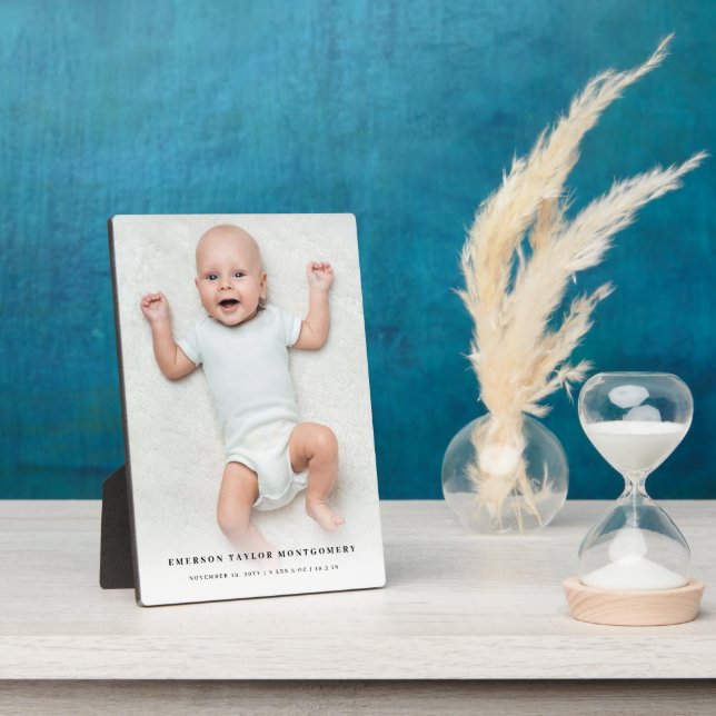 Classic Simple White Gradient New Baby Foto Easel Fotoplatte (Seite)