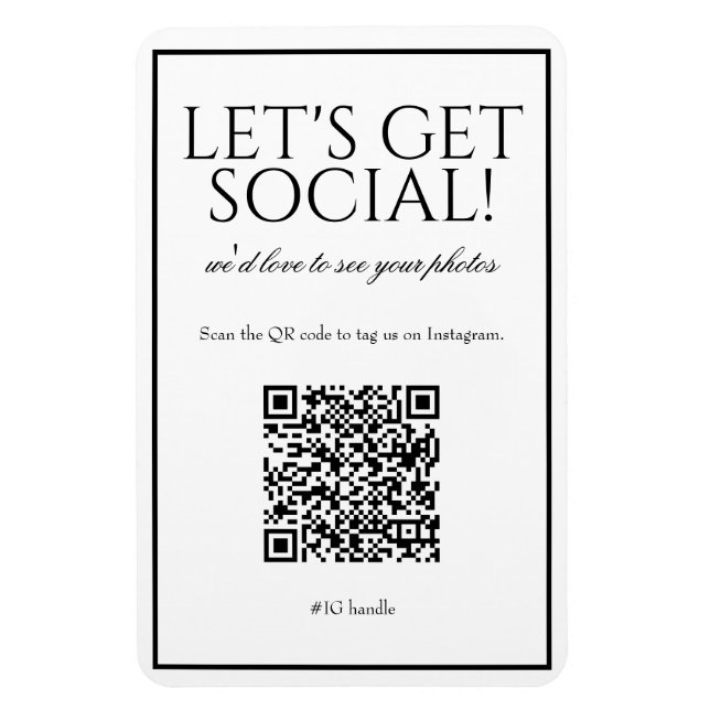 Classic Simple White QR Code Social Media Magnet (Vertikal)