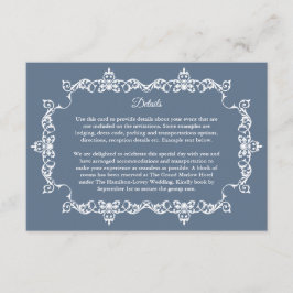 Classic Slate Blue Ornately Framed Wedding Begleitkarte