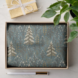 Classic Snowy Winter Forest Trees Art Pattern Seidenpapier