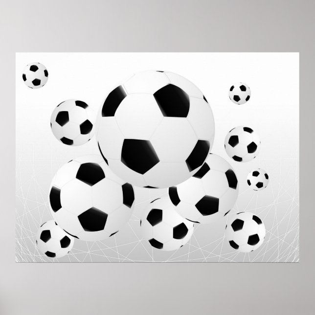 Classic Soccer Football Balls Flying Sports Poster (Vorne)