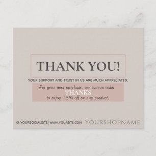 Classic Soft Blush Beige Vielen Dank für Ihre Best Begleitkarte