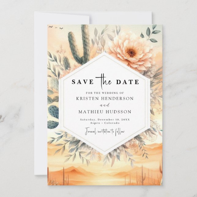 Classic Southern Cactus Wedding Save The Date (Vorderseite)