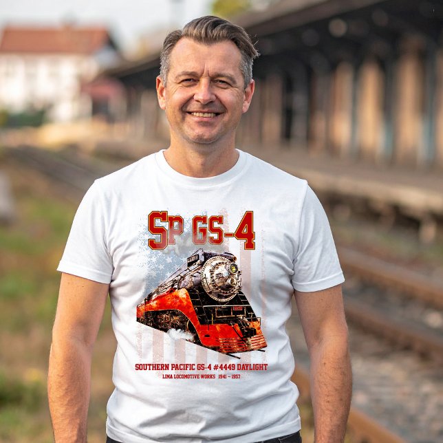 Classic Southern Pacific GS-4 Dampflokomotive T-Shirt (Southern Pacific GS-4 Daylight Steam Locomotive. Mens Basic T-Shirt)