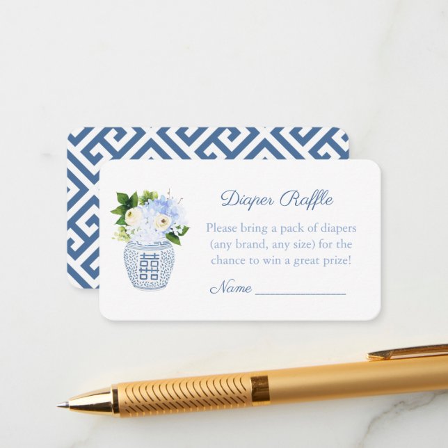 Classic Spring Floral Ginger Jar Diaper Raffle Begleitkarte (Vorderseite/Rückseite Beispiel)