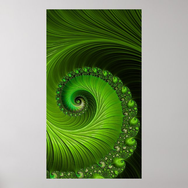 Classic Spring Green Spiral Fraktal Abstrakt Poster (Vorne)