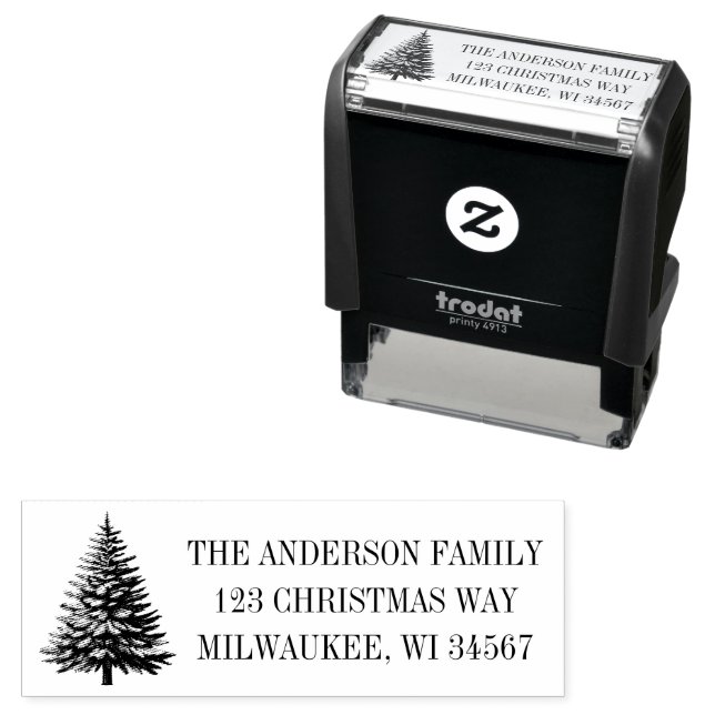 Classic Spruce Christmas Tree Rücksendeadresse Permastempel (Beispiel)