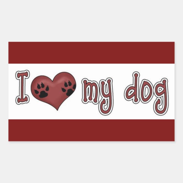 Classic Square Sticker/I Liebe my Dog Rechteckiger Aufkleber (Vorderseite)
