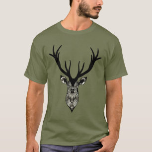 Classic Stag Deer Head Black Gray Animal T-Shirt