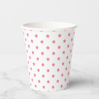Classic Stars Fuchsia Pink - White Pappbecher