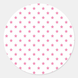 Classic Stars Fuchsia Pink - White Runder Aufkleber