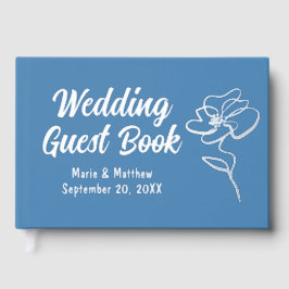 Classic Steel Blue Floral Sketch Foil Gästebuch